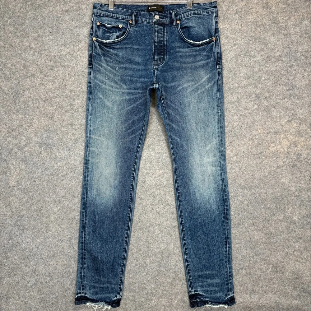 Purple Brand Jeans Mens 36 (fits 34x33) P001‎ Slim Skinny Distressed Hem Denim